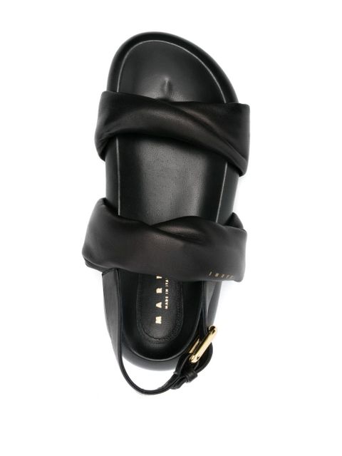 Marni logo-print leather sandals - Black