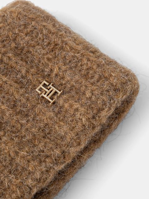 Tommy Hilfiger opaska z domieszką wełny kolor brązowy AW0AW16845 - zdjęcie produktu nr 2