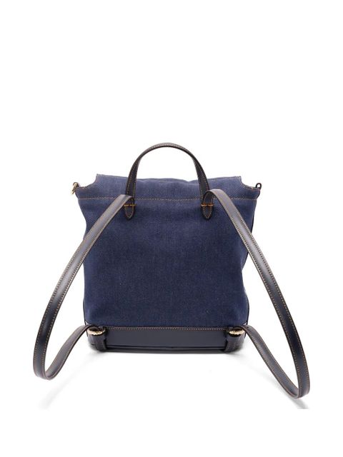FENDI FF-plaque denim backpack - Blue