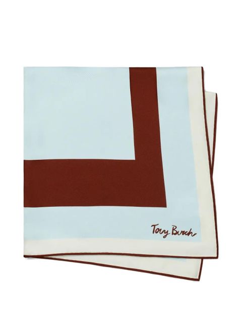 Tory Burch geo square silk neckerchief - Blue - zdjęcie produktu nr 2