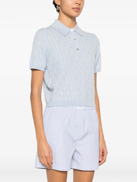 Maje embellished-detail polo top - Blue