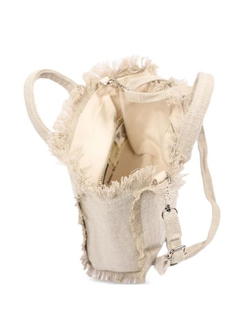 MC2 Saint Barth fringed-detail logo-print tote bag - Neutrals