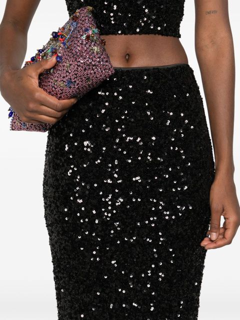 ROTATE BIRGER CHRISTENSEN sequined midi skirt - Black