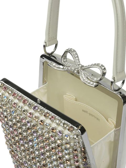 Self-Portrait crystal-embellished mini bag - Silver