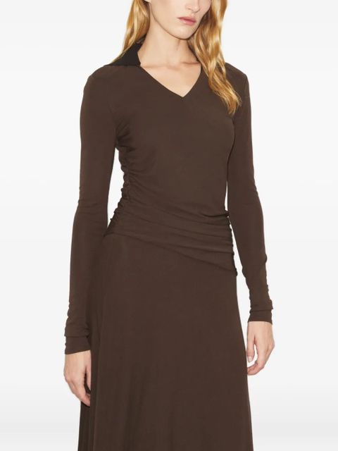 Tory Burch collared gathered dress - Brown