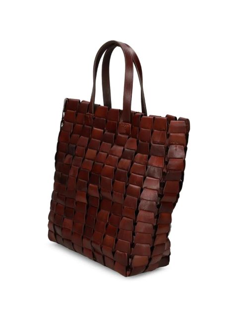 DRAGON DIFFUSION woven handle tote bag - Brown