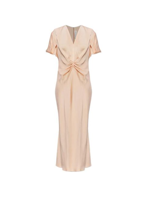 Victoria Beckham draped V-neck midi dress - Neutrals - zdjęcie produktu nr 1