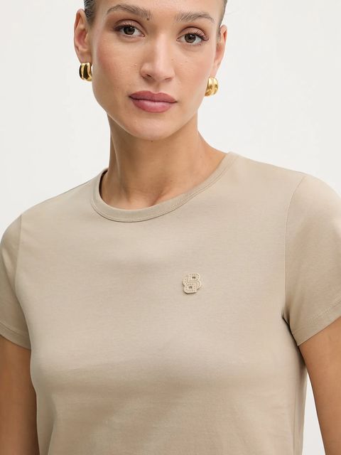 BOSS t-shirt bawełniany damski kolor beżowy 50545671