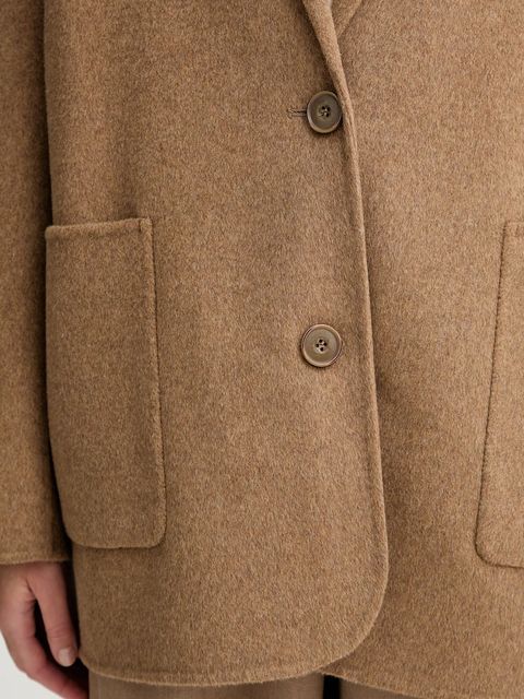 Sessun płaszcz z wełną kolor brązowy przejściowy oversize 25113004