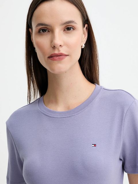 Tommy Hilfiger t-shirt bawełniany damski kolor fioletowy WW0WW40587