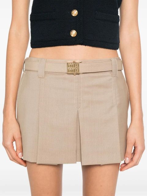 Miu Miu pleat mini skirt - Neutrals