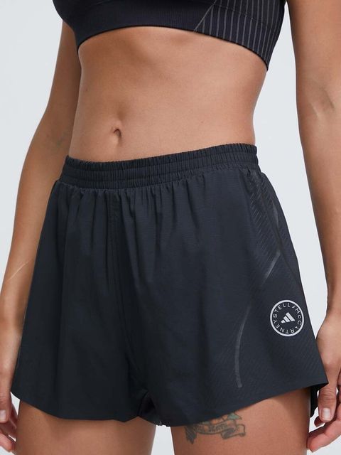 adidas by Stella McCartney szorty do biegania TruePace kolor czarny z nadrukiem high waist IT9728 - zdjęcie produktu nr 1