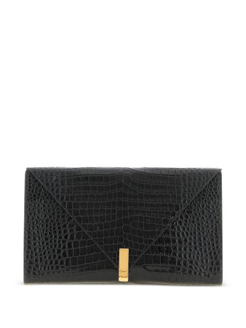 Giuseppe Zanotti croc-print chain envelope clutch bag - Black - zdjęcie produktu nr 1