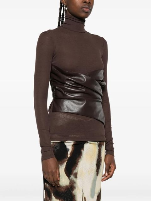 Nanushka draped-panel turtleneck top - Brown - zdjęcie produktu nr 2