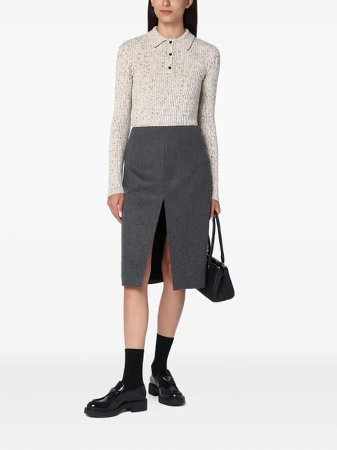 Prada ribbed polo top - Neutrals