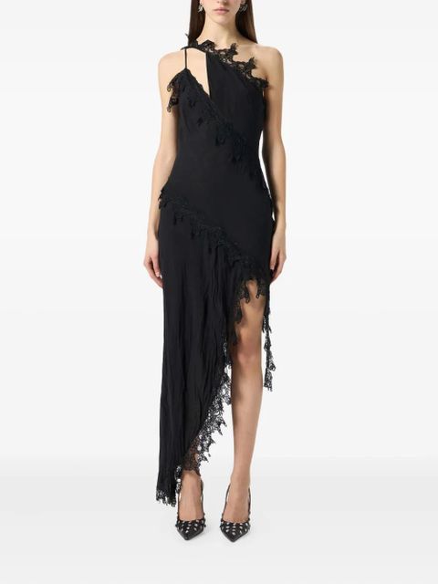 Blumarine asymmetrical lace-embellished dress - Black