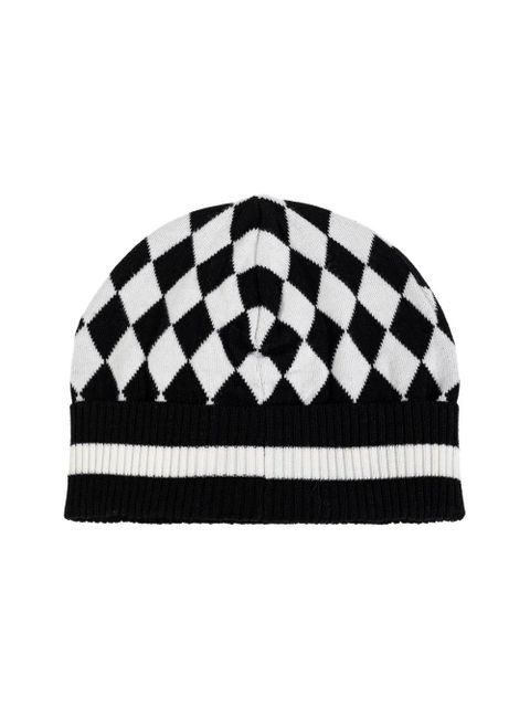 Balmain checked wool beanie - Black