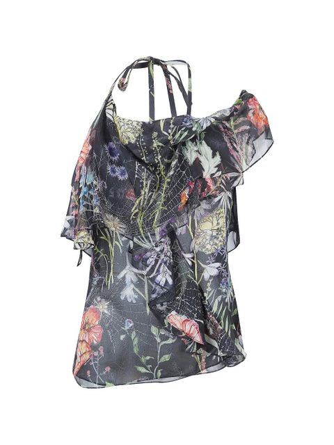 Alexander McQueen asymmetric floral print top - Black - zdjęcie produktu nr 1