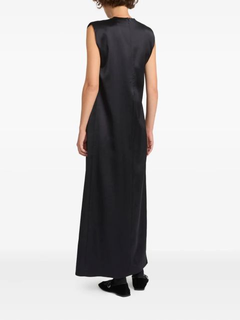 Yves Salomon heavy wool satin maxi dress - Black