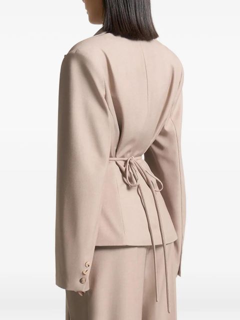 Manière De Voir wide-shoulder belted blazer - Neutrals