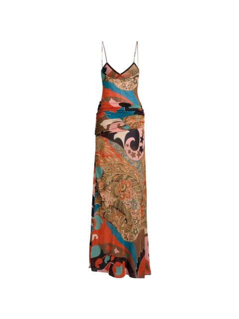 ETRO paisley-print gathered maxi dress - Orange - zdjęcie produktu nr 2