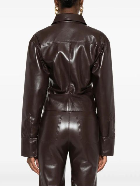 Nanushka cinched-waist splayed-hem shirt - Brown