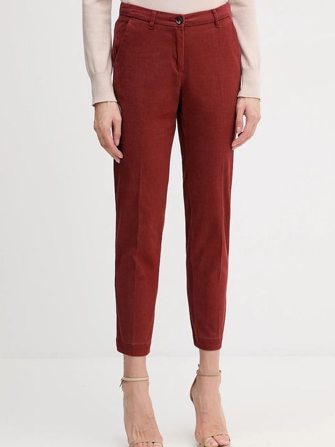 Sisley spodnie damskie kolor czerwony fason cygaretki medium waist 48M855BK7 - zdjęcie produktu nr 1