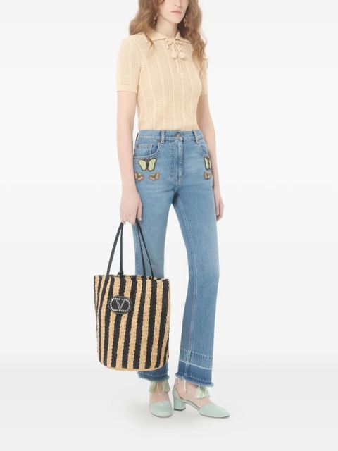 Valentino Garavani striped raffia shopping bag - Neutrals - zdjęcie produktu nr 2