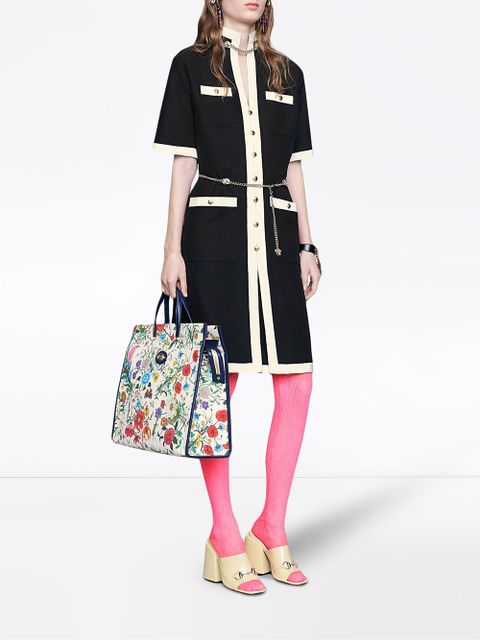 Gucci Short wool silk dress with chain belt - Black