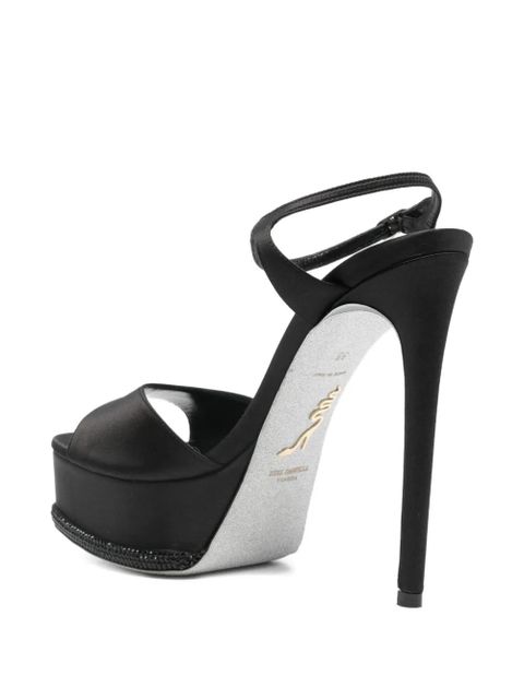 René Caovilla 150mm embellished platform sandals - Black