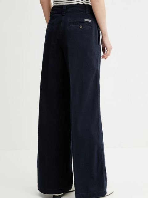 Calvin Klein spodnie damskie kolor granatowy szerokie high waist LV044C645G