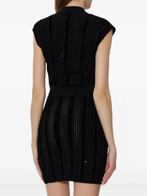 Balmain embellished-chest V-neck dress - Black