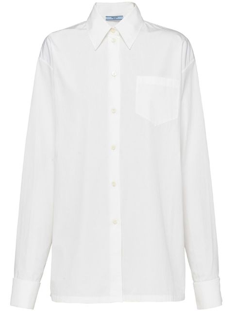 Prada triangle-logo poplin shirt - White - zdjęcie produktu nr 1