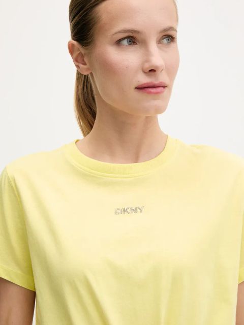 Dkny t-shirt bawełniany damski kolor żółty DP5T9994