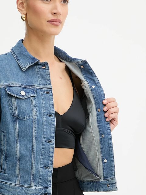 Guess kurtka jeansowa kolor niebieski przejściowa W5GN88 D4H7C