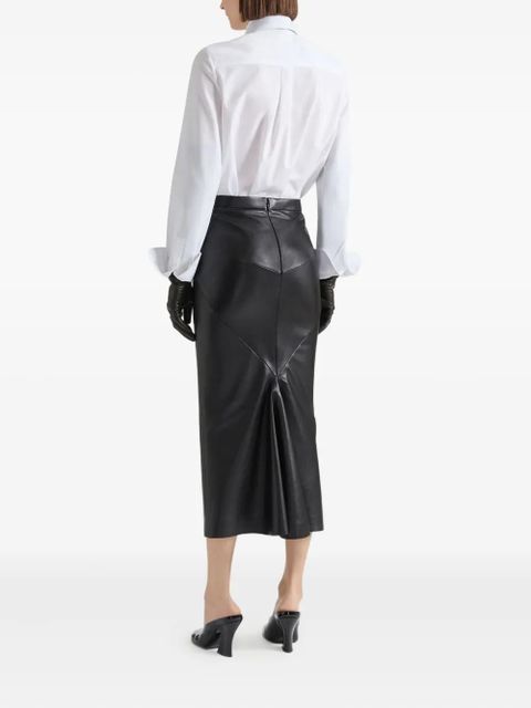 Givenchy Mid-length skirt in nappa leather with pleated back - Black