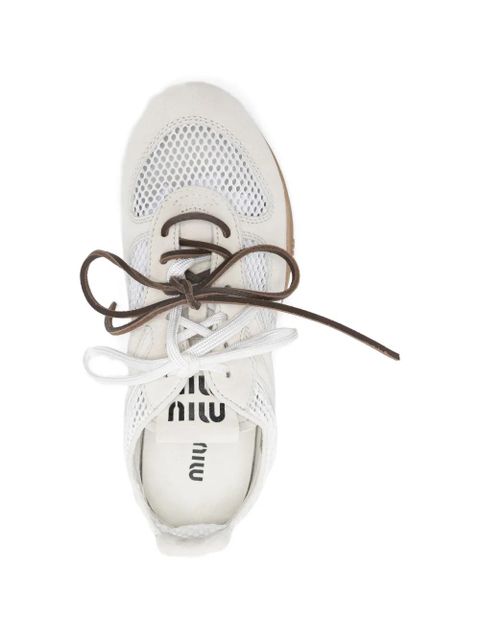 Miu Miu mesh lace-up sneakers - White