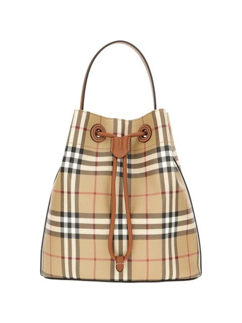 Burberry small Check Bucket drawstring shoulder bag - Neutrals - zdjęcie produktu nr 1