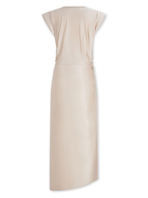 Rabanne gathered-detail draped midi dress - Neutrals