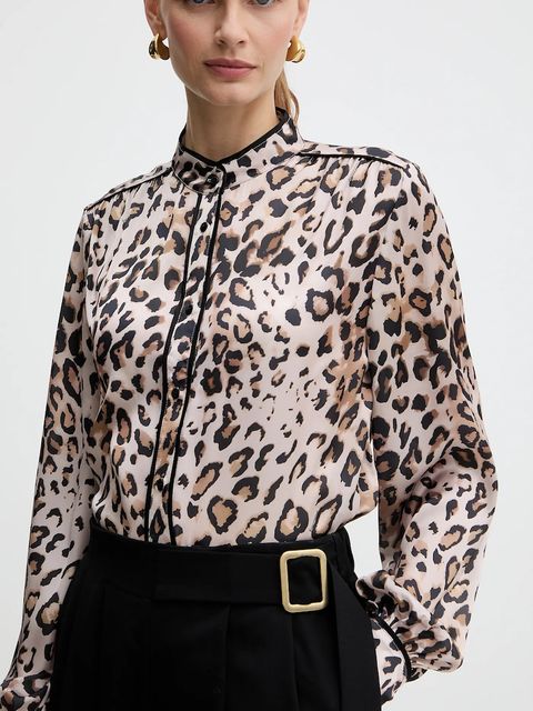 Fracomina koszula damska kolor brązowy regular ze stójką FJ25WT1003W41201 - zdjęcie produktu nr 2