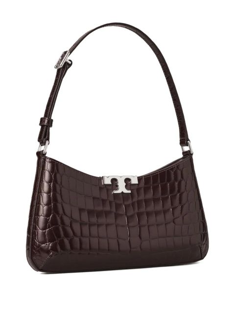 Tory Burch Eleanor croc-embossed shoulder bag - Brown