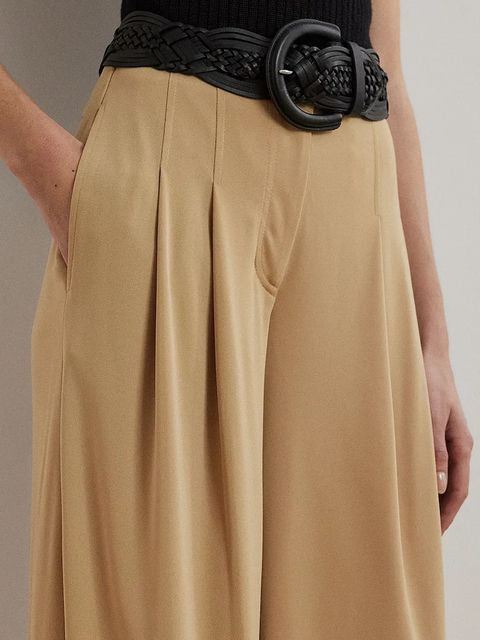 Lauren Ralph Lauren spodnie damskie kolor beżowy szerokie high waist 200980217 - zdjęcie produktu nr 2