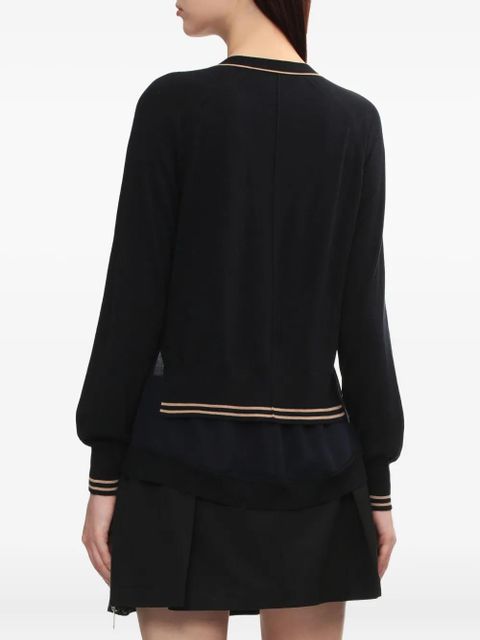 3.1 Phillip Lim chiffon-hem V-neck wool cardigan - Blue