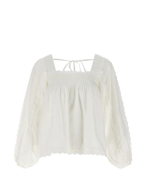 FARM Rio pleat long-sleeve blouse - White - zdjęcie produktu nr 1