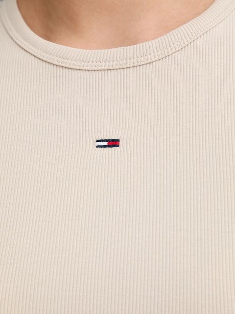 Tommy Jeans longsleeve damski kolor beżowy DW0DW17387