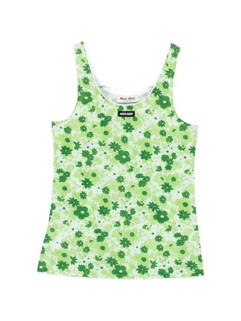 Miu Miu floral-print top - Green - zdjęcie produktu nr 1