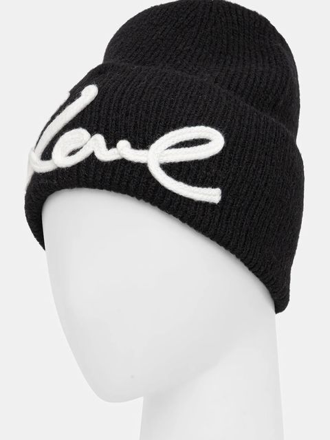 Karl Lagerfeld czapka z domieszką wełny K/SIGNATURE kolor czarny A4W33009 - zdjęcie produktu nr 2