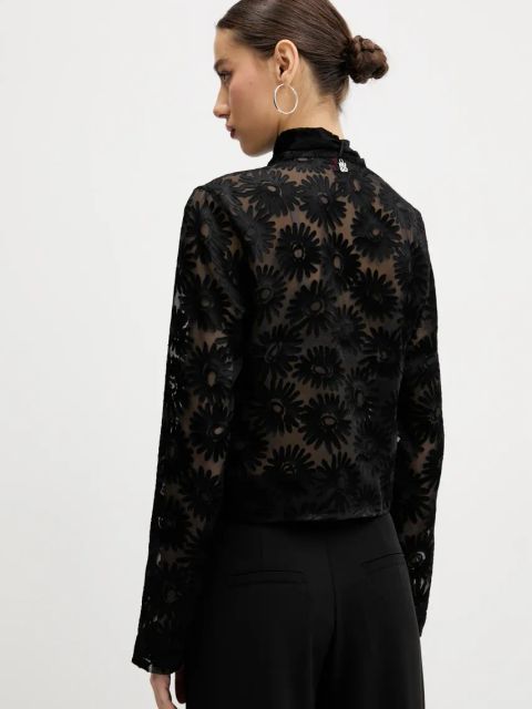 HUGO koszula damska kolor czarny regular z kołnierzykiem klasycznym 50538812