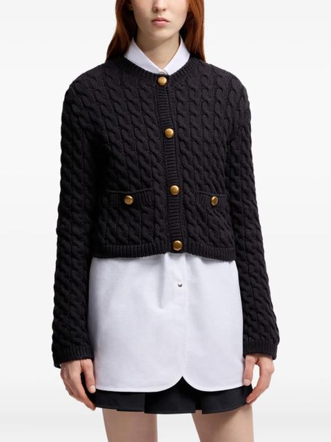Moncler cable-knit button-up cardigan - Blue
