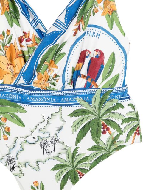 FARM Rio tropical-print swimsuit - White